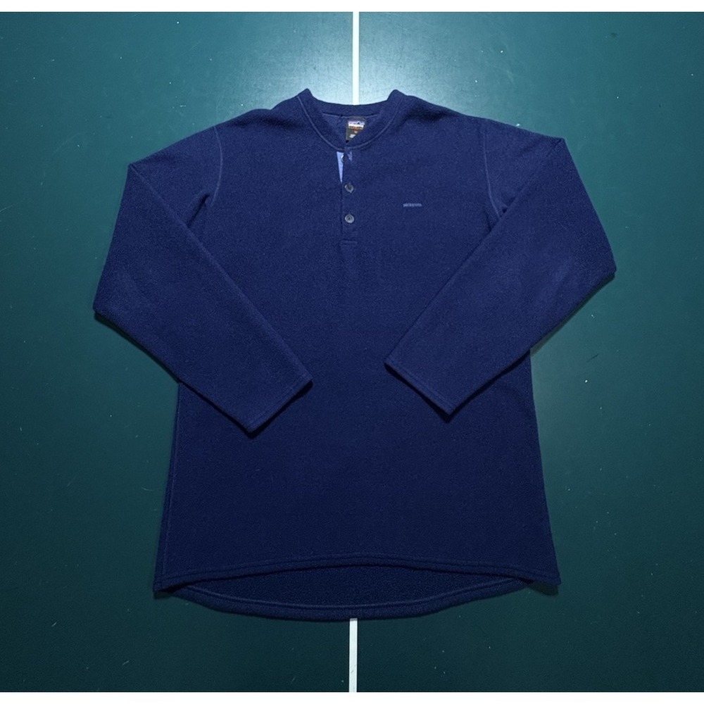 Vintage Patagonia Capilene‎ Sweatshirt Fleece Pullover Men M Blue Henley 90s USA